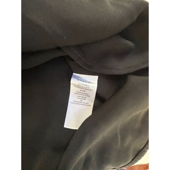 Vince Womens Black Silk Blend Button-Up Long Sleeve Shirt Medium Stretch Casual - Picture 4 of 8